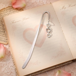 Heart Bookmark – Tibetan Silver Charm on a Metal Book Marker, Includes Personalised Backing Card
