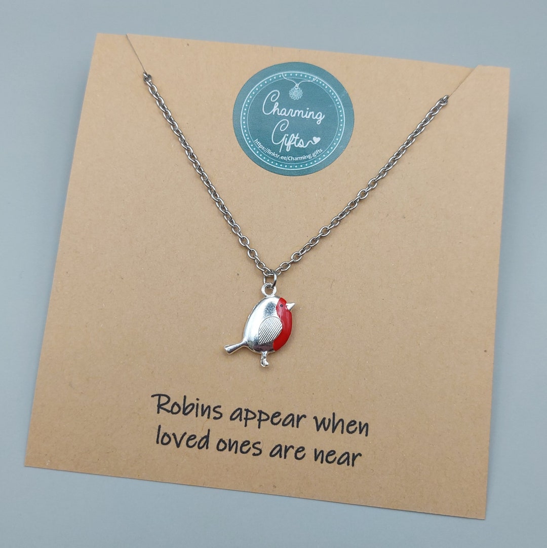 Hand-painted Red Robin Necklace. A Tibetan Silver Charm on an ...