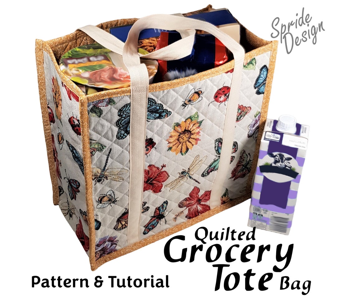 Quilted Grocery Tote Bag Pattern and Tutorial Etsy