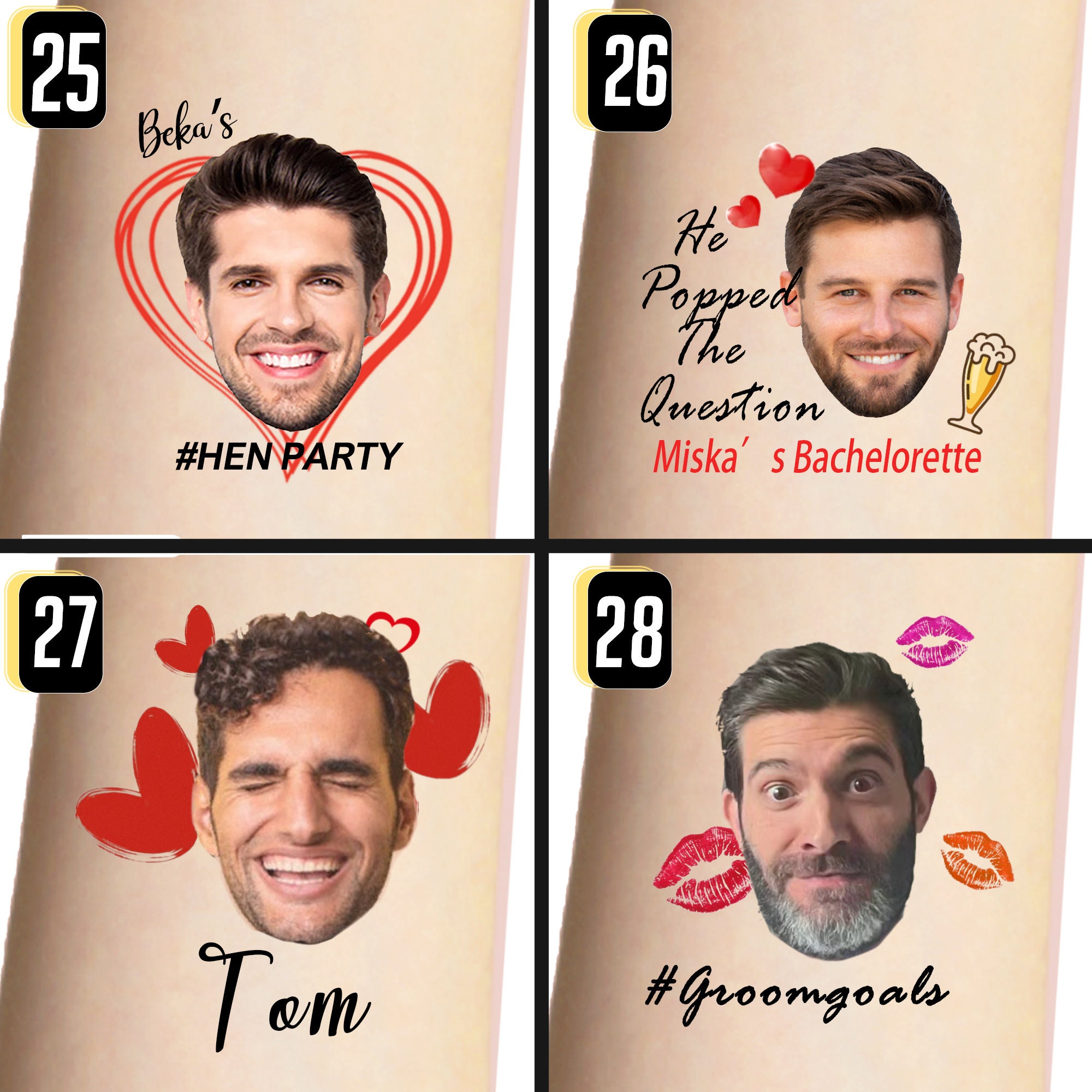 Custom Temporary Tattoos Custom Face Tattoos Photo Temporary - Etsy
