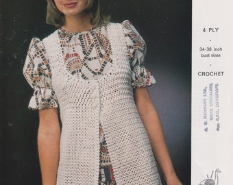 Vintage 1960's-70's crochet vest pattern, Emu