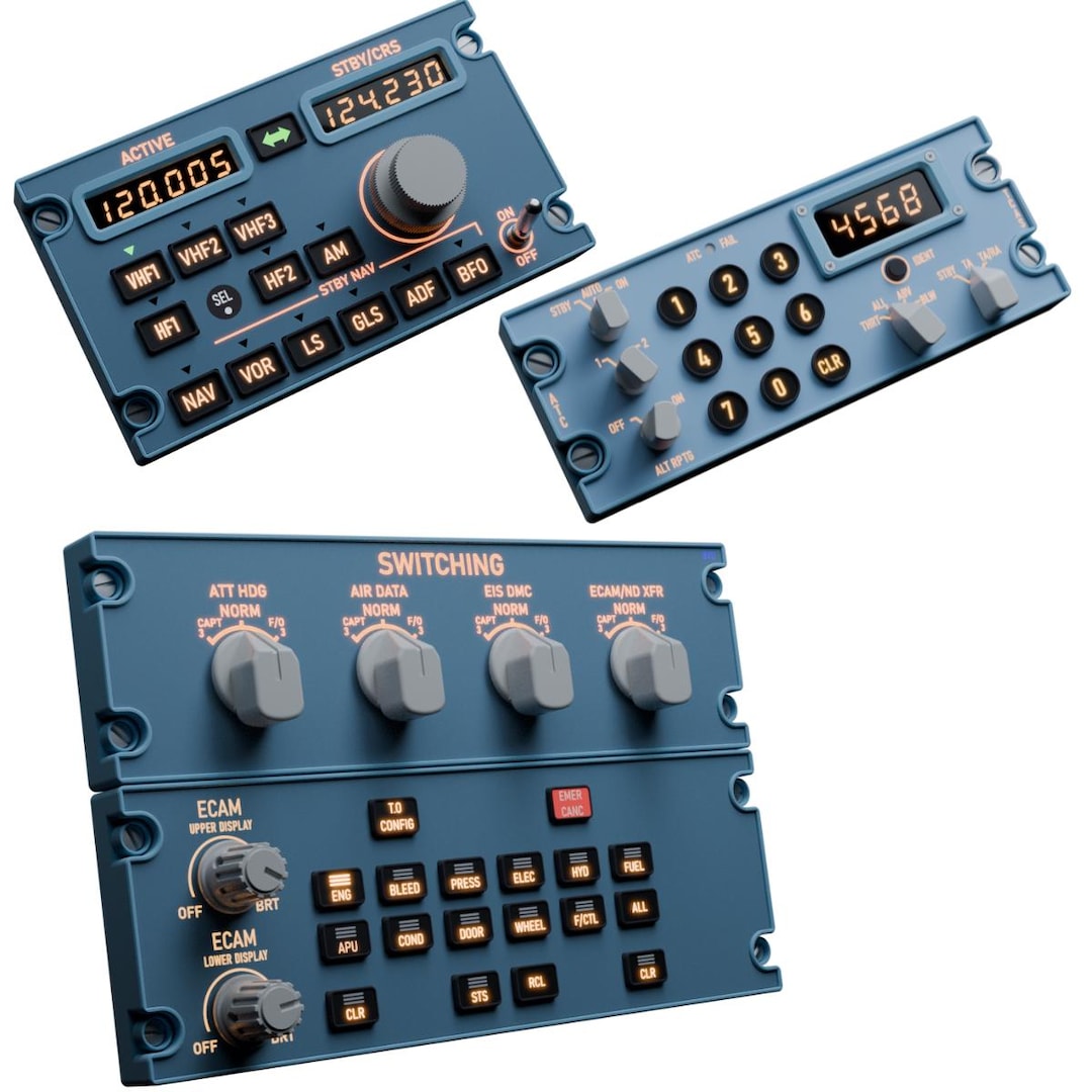 Sim Gauges Airbus A320 Control Panels Bundle (ECAM + TCAS + RMP