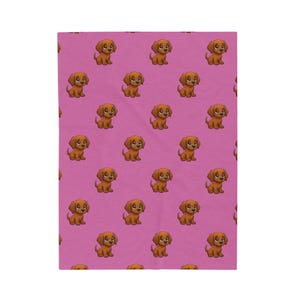 Sweet DOG Baby Blanket | Pink Print | Cozy Velveteen Fleece Throw, Baby Shower GIFT, PET Blanket, Nursery Bedding, Plush Blanket for Kids