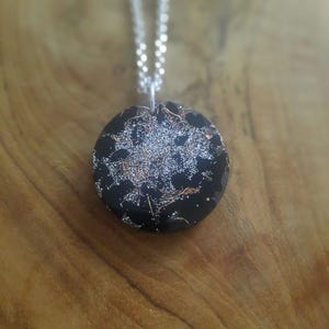 Orgonite pendant necklace, handmade with intuition, love and joy. Black Tourmaline, shungite, atomized metals ~ crusched crystals in a mix.
