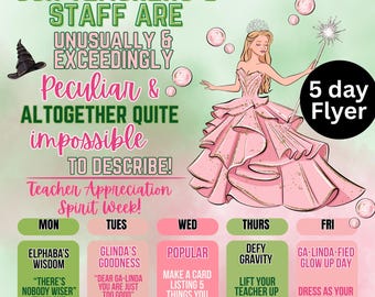 Wicked Teacher/Staff Appreciation 5 day Spirit Week EDITABLE CANVA TEMPLATE