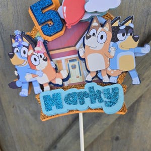 Customized Bluey Cake Topper, Birthday Bluey party, Personalized Decor, Bluey birthday cake