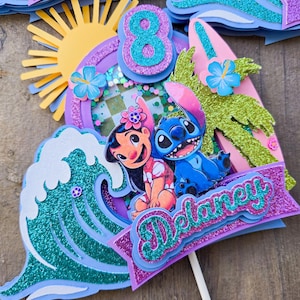 Customized Lilo and Stitch Cake Topper, Birthday Lilo and Stitch Party, Personalized Decor, Stitch birthday cake, Summer Birthday