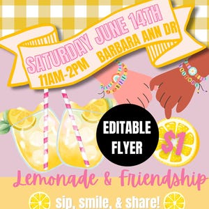 Lemonade Stand Printable Kit, Dramatic Play Set, Summer Activity Printable, Editable Canva Template, Sunshine Party, Lemonade Stand Decor