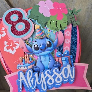 Customized Stitch Cake Topper, Birthday Lilo and Stitch Party, Personalized Decor, Stitch birthday cake