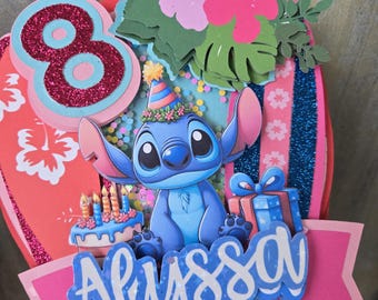 Customized Stitch Cake Topper, Birthday Lilo and Stitch Party, Personalized Decor, Stitch birthday cake