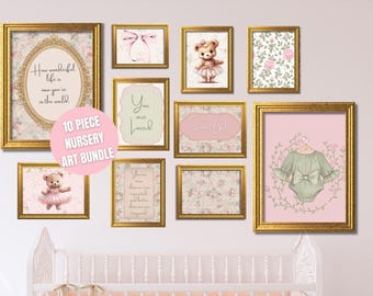 Vintage Digital Wall Art Nursery bundle, Printable Nursery Decor, Baby Room Art, Nursery Wall Print, Children's Room Decor, Wall Art Nursery