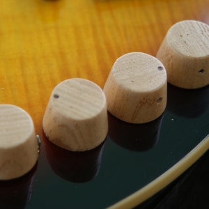 4 ash potentiometer knobs - ash wood guitar knobs
