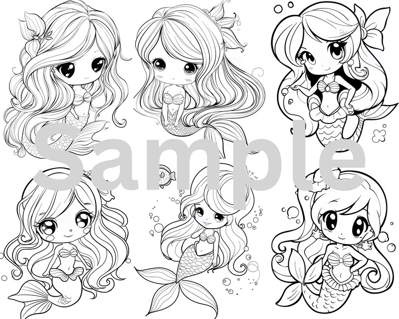 40 Kawaii Mermaid Coloring Pages | Mermaid Printable | Mermaid ...