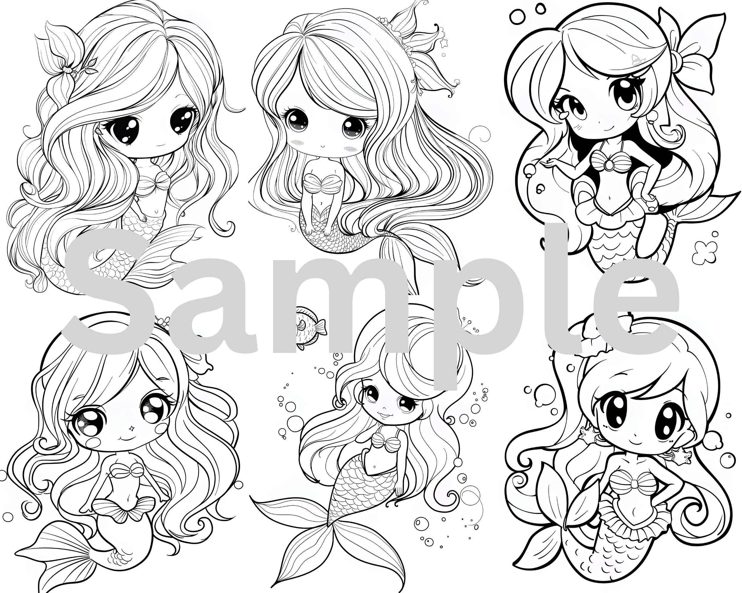 40 Kawaii Mermaid Coloring Pages | Mermaid Printable | Mermaid Activities | Printable Pages ...