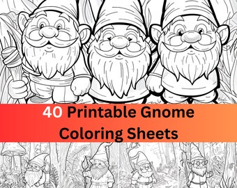 Gnome Coloring Pages | 40 Printable Designs (Digital Files)