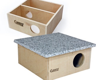 Elmato 12074 maison en granit maison pour rongeurs à deux chambres pour hamsters et souris, 20x20x9cm