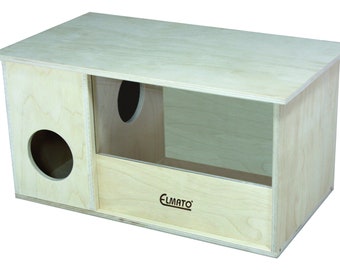 Elmato 12070 sand bath house sand bath digging box with dirt trap, digging box and rodent house, 36x20x21cm