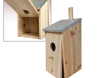 Elmato 10878 Nido per storni in legno da appendere - casetta per uccelli naturale per storni e molti altri uccelli 15x13x28 cm