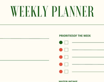 Eleganter Wochenplaner - Bleib organisiert und konzentriert die ganze Woche lang (Orange & Grün)
