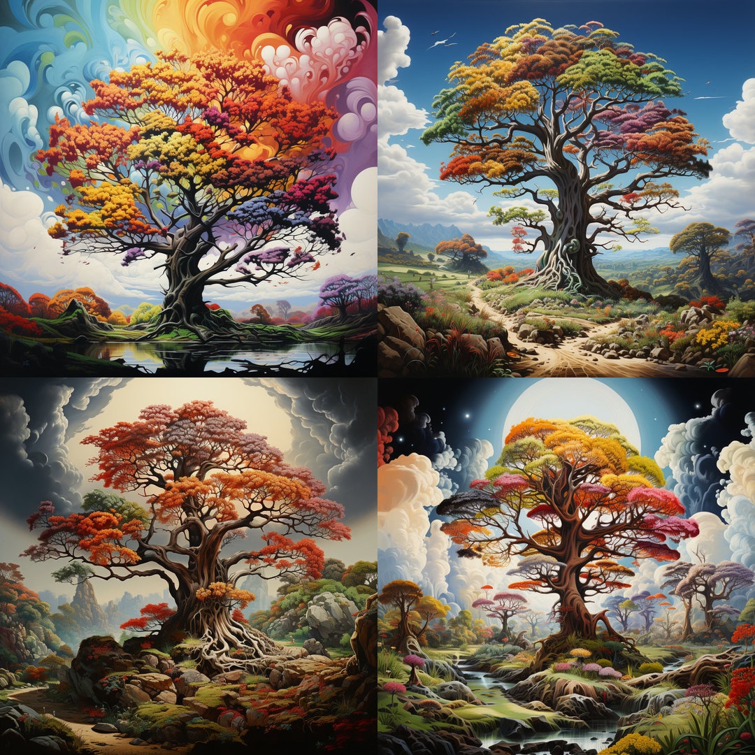 4 X Clipart magic Tree Digital Download Living - Etsy