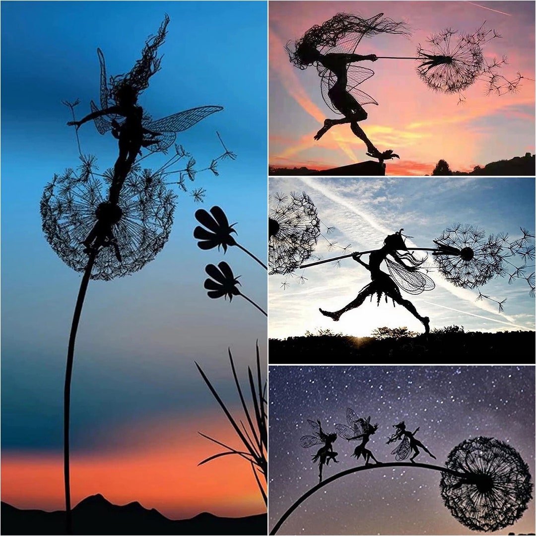 Dancing Fairy Garden Figurine Statue Fairies Dandelions Dance Etsy UK