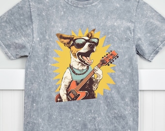 Jack Russell Terrier Rockstar T-Shirt, Vintage Dog Musician Tee, Guitar Playing Dog Owner Gift, Parson Russell Mom Shirt, JRT Lover Tshirt