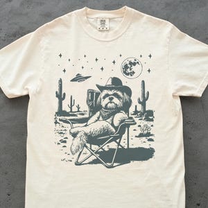 Shih Tzu Shirt, Shih Tzu Vintage Shirt UFO Western Shirt, Retro T-Shirt, Cowboy TShirt, Wild West, Dogful DogMom, Dogfulness Shirting