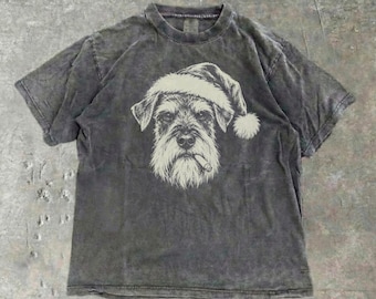 Comfort Colors® Standard Schnauzer Bad Santa Shirt, Christmas Standard Schnauzer Mom Dad Gift, X-Mas Tee, Standard Schnauzer Santa Hat