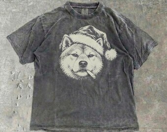 Comfort Colors® Shiba Inu Bad Santa Shirt, Christmas Shiba Mom Gift, X-Mas Shiba Tee, Merry Christmas Dog Owner Gift, Shiba Santa Hat