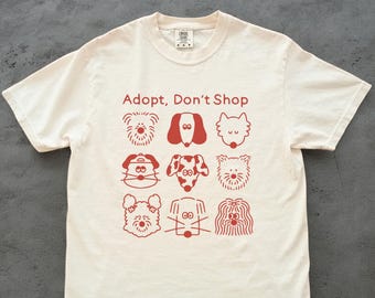 Adopt, Don't Shop Dog Faces Tee: Rescue Shelter Pet Gift