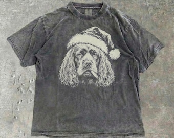 Comfort Colors® Sussex Spaniel Bad Santa Shirt, Christmas Sussex Spaniel Mom Dad Gift, X-Mas Tee, Sussex Spaniel Santa Hat