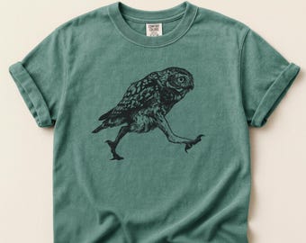 Surreal Owl T-Shirt – Funny Long-Leg Owl Graphic, Vintage Weird Bird Tee, Comfort Colors Unisex Shirt, Quirky Nature Gift