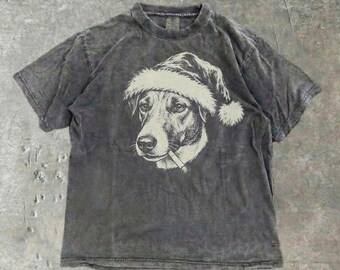 Comfort Colors® Smooth Fox Terrier Bad Santa Shirt, Christmas Smooth Fox Terrier Mom Dad Gift, X-Mas Tee, Smooth Fox Terrier Santa Hat
