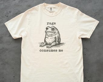 Camiseta de rana "Rage Consumes Me", camiseta de estanque de ranas, camiseta meme de rana, camiseta unisex vintage, regalo para amantes de la naturaleza, camiseta retro divertida de rana