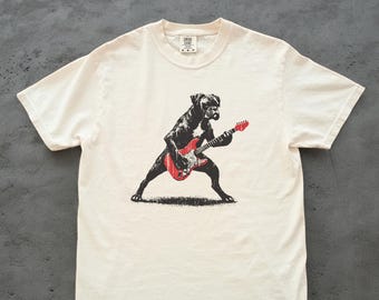 Boxer Rock T-Shirt: Music Lover Boxer Moms or Dads Gift Tee - Dog Guitar