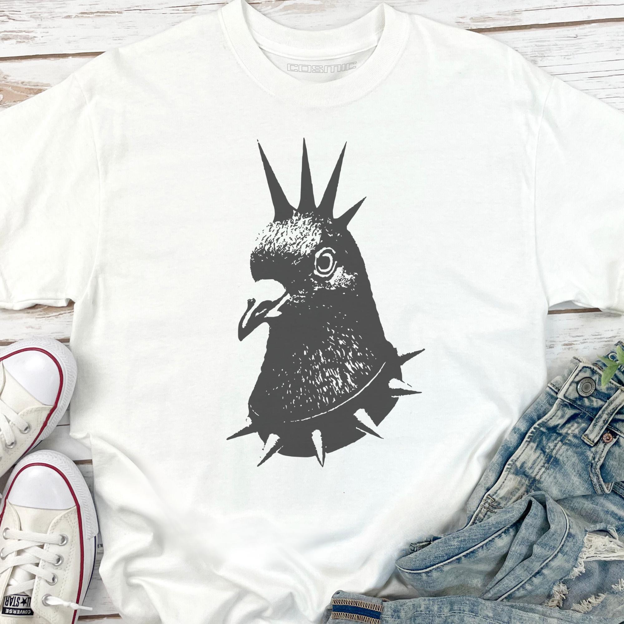 Punk Pigeon Shirt – Funny Urban Bird Tee With Mohawk & Spiked