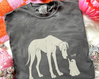 Boo-p Ghost Great Dane Comfort Colors T-Shirt, Funny Halloween Great Dane Mom Shirt