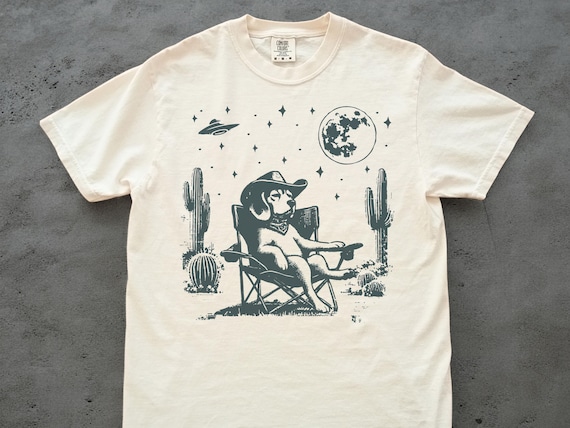 Beagle, Funny Dog Shirt, Vintage Dog Shirt, UFO Western Shirt, Retro T-Shirt, Cowboy TShirt, Dog Mom Shirt, Beagle Mom, Beagle Dad