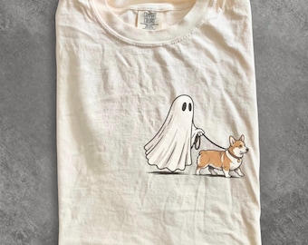 Comfort Colors® Corgi Ghost Shirt, Corgi Halloween Shirt, Cute Corgi Halloween Shirt, Corgi Ghost Shirt, Fall