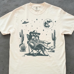 Schnauzer Shirt, Schnauzer Vintage Shirt UFO Western Shirt, Retro T-Shirt, Cowboy TShirt, Wild West, Dogful DogMom, Dogfulness Shirting