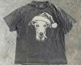 Comfort Colors® Whippet Bad Santa Shirt, Christmas Whippet Mom Gift, X-Mas Whippet Tee, Merry Christmas Dog Owner Gift, Whippet Santa Hat