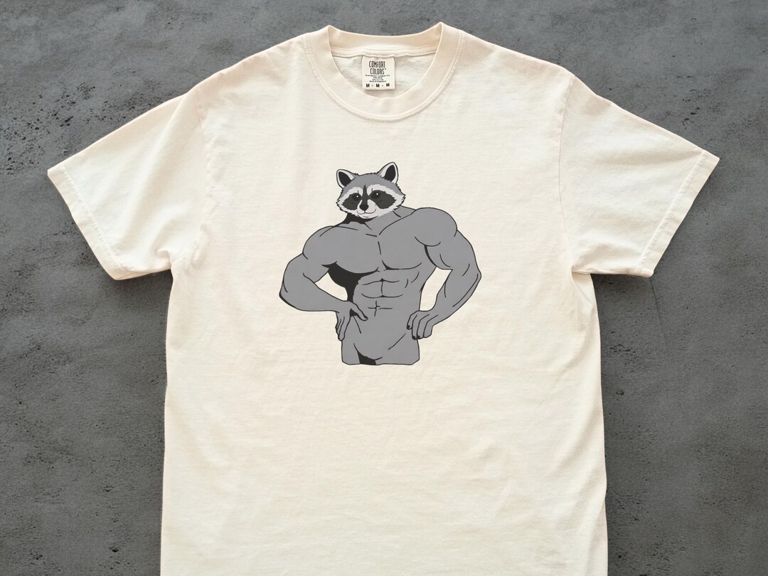 Buff Muscular Raccoon T-shirt - Funny Raccoon Gym Meme - Workout Humor ...