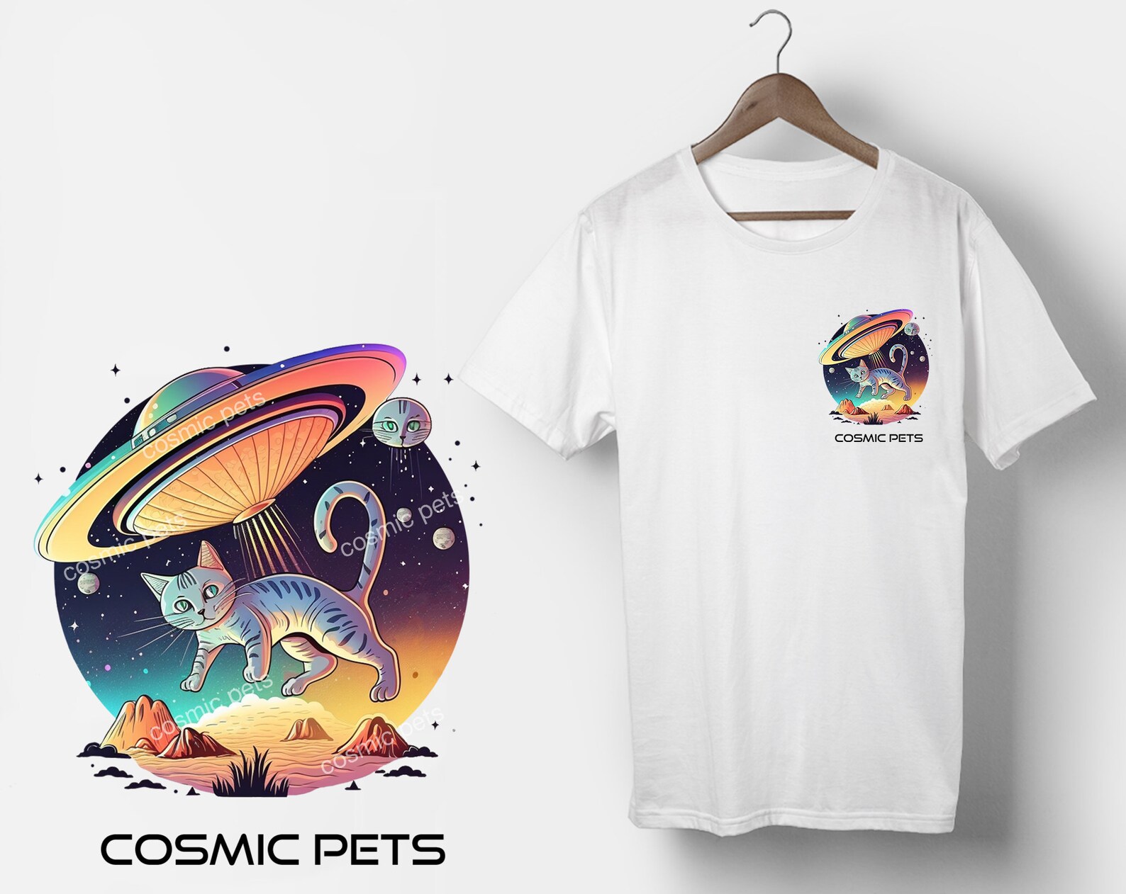 Cat Ufo T-Shirt Space Cat Graphic Tee