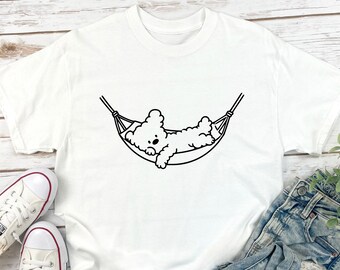 Chill Dog Hammock Comfort Colors T-Shirt - Minimalist Cute Relaxing Puppy Tee, Funny Lazy Dog Lover Gift