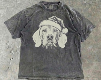 Comfort Colors® Weimaraner Bad Santa Shirt, Christmas Weimaraner Mom Dad Gift, X-Mas Tee, Weimaraner Santa Hat