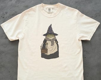 Goblinkern Kröten Hexe T-Shirt: Waldkern Frosch im Zaubererhut, Weirdcore Halloween T-Shirt für Froschliebhaber