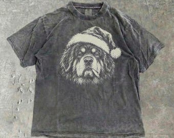 Comfort Colors® Tibetan Mastiff Bad Santa Shirt, Christmas Tibetan Mastiff Mom Dad Gift, X-Mas Tee, Tibetan Mastiff Santa Hat