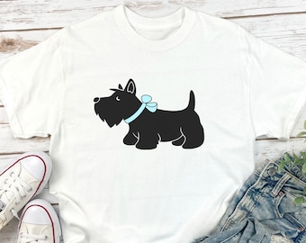 Comfort Colors Scottish Terrier Shirt, Coquette Bow Scottie Tee, Minimalist Puppy T-Shirt, Cute Simple Dog Gift, Scottie Mom Gift