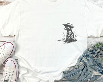 Koszulka Vintage Raccoon Cowboy - Idealny prezent dla miłośników zwierząt, Siedzący Raccoon Tee, Koszulka Western Racoon, Kapelusz Raccoon Cowboy Funny Raccoon