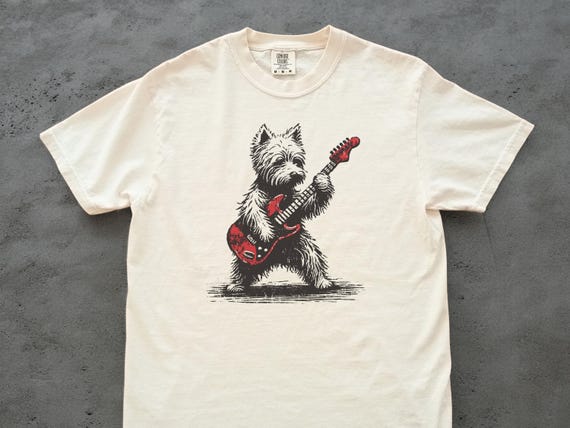 Westie Rock T-shirt: Funny Guitar Dog Tee, Music Lover Gift for